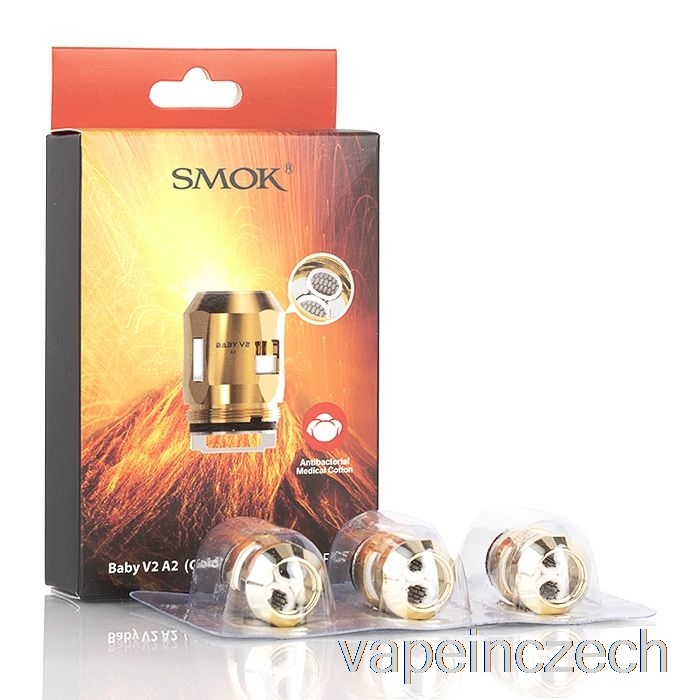 Smok Tfv8 Baby V2 Náhradní Cívky 0,2ohm Baby V2 A2 Duální Cívky (zlaté) Vape Pero